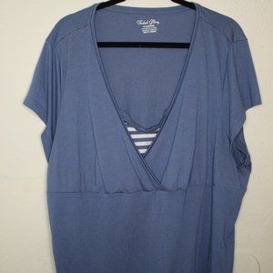 Faded Glory Blue and White V Neck Cover 4X Size